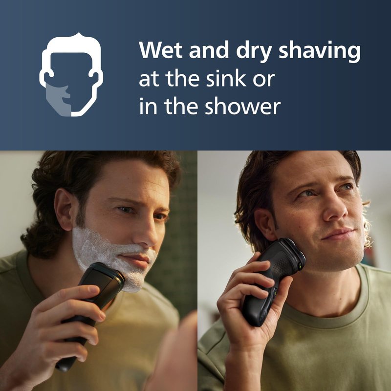 Philips Norelco Shaver 3900 Series, Wet and Dry Electric Shaver, P-Cap, Travel Pouch, Charging Stand, Storm Blue, Model S3341/92 (Pack of 2)