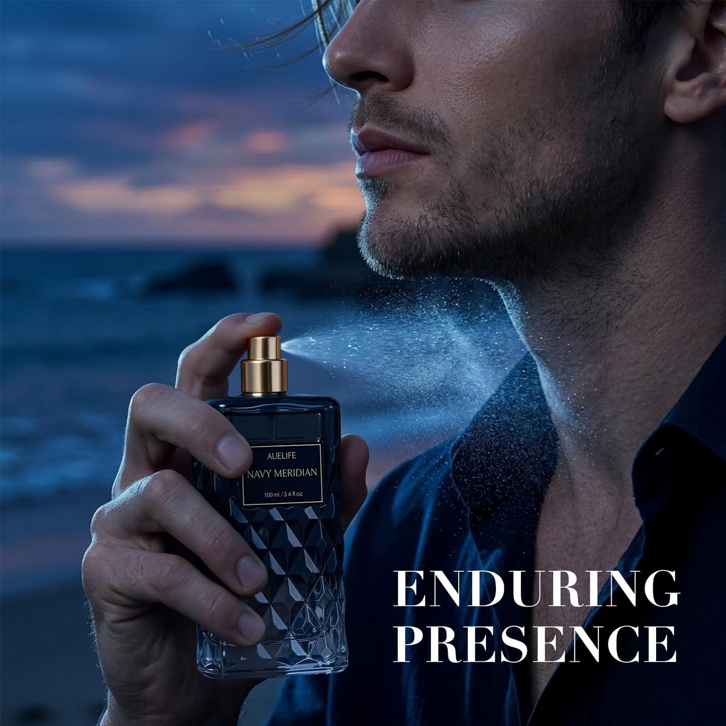 Auelife Cologne for Men, Alcohol-Free Long Lasting Perfume Fragrance, Fresh Lemon Citrus & Marine Scent with Cedar, Patchouli & Musk, 100ml / 3.4 Fl Oz, Daily Wear, Father’s Day Gift (NAVY MERIDIAN)