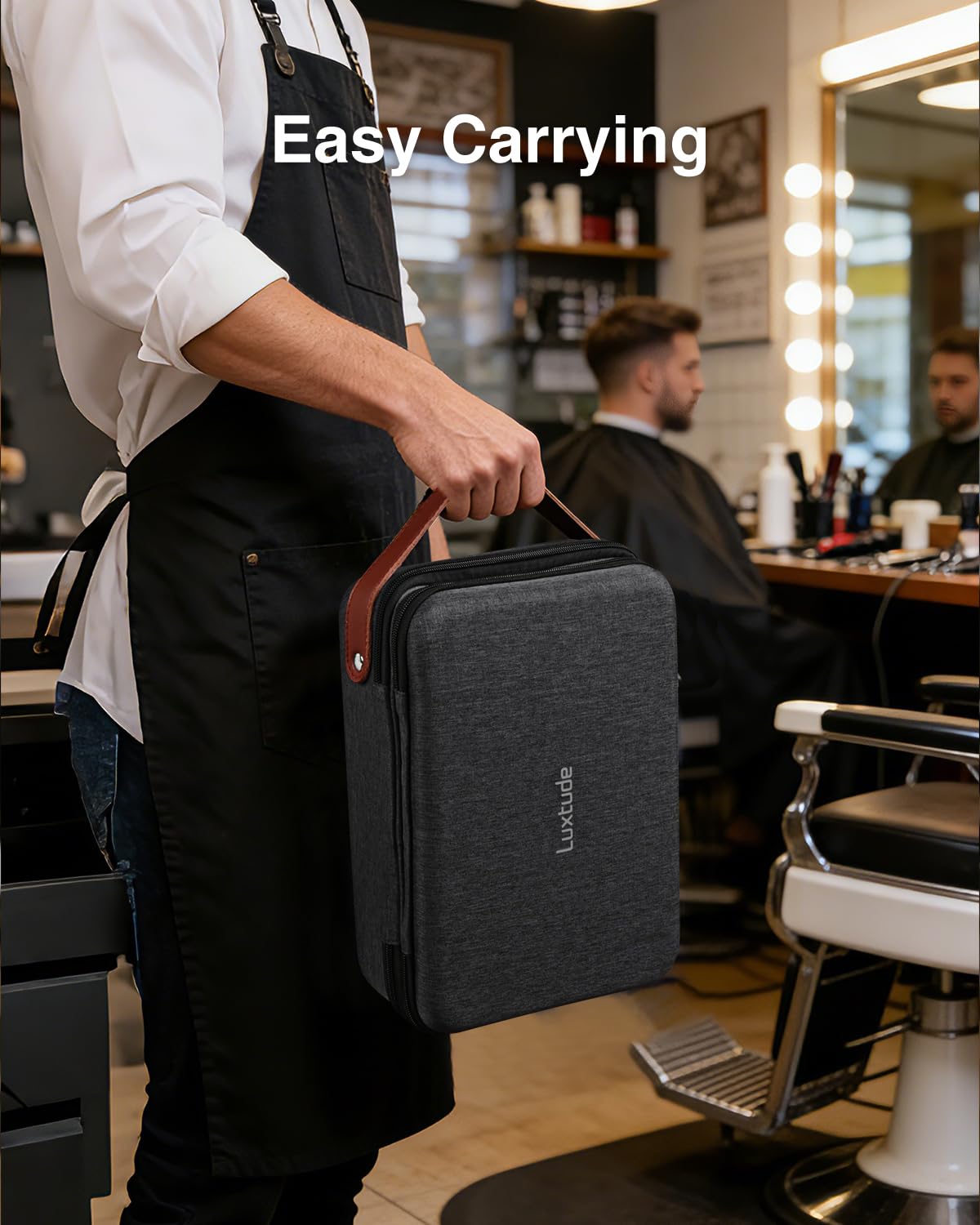 Luxtude Large Barber Case, Hard Barber Bags for Clippers and Supplies, Sturdy Hair Clipper Case for Travel, Clipper and Trimmer Cases for Wahl/Hatteker/Andis Grooming