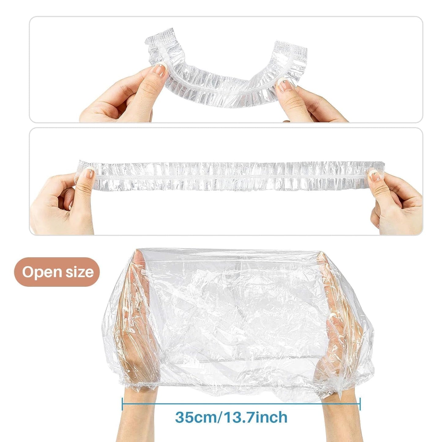 Maqihan Disposable Shower Caps - Large Waterproof Hair Caps for Deep Conditioning | Reusable Thickened Plastic for Long Hair