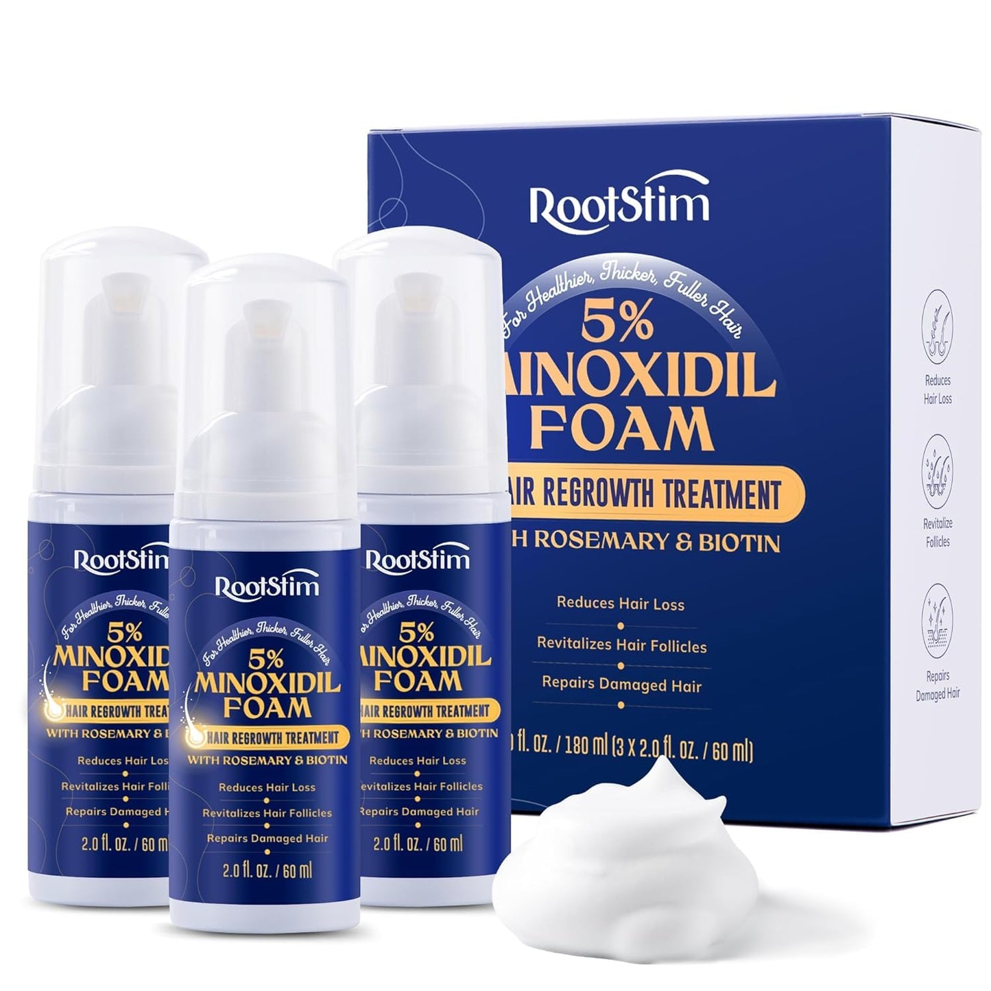 RootStim 5% Minoxidil Foam - Extra Strength Hair Regrowth Treatment for Thicker, Fuller Hair | 6.6 FL.OZ