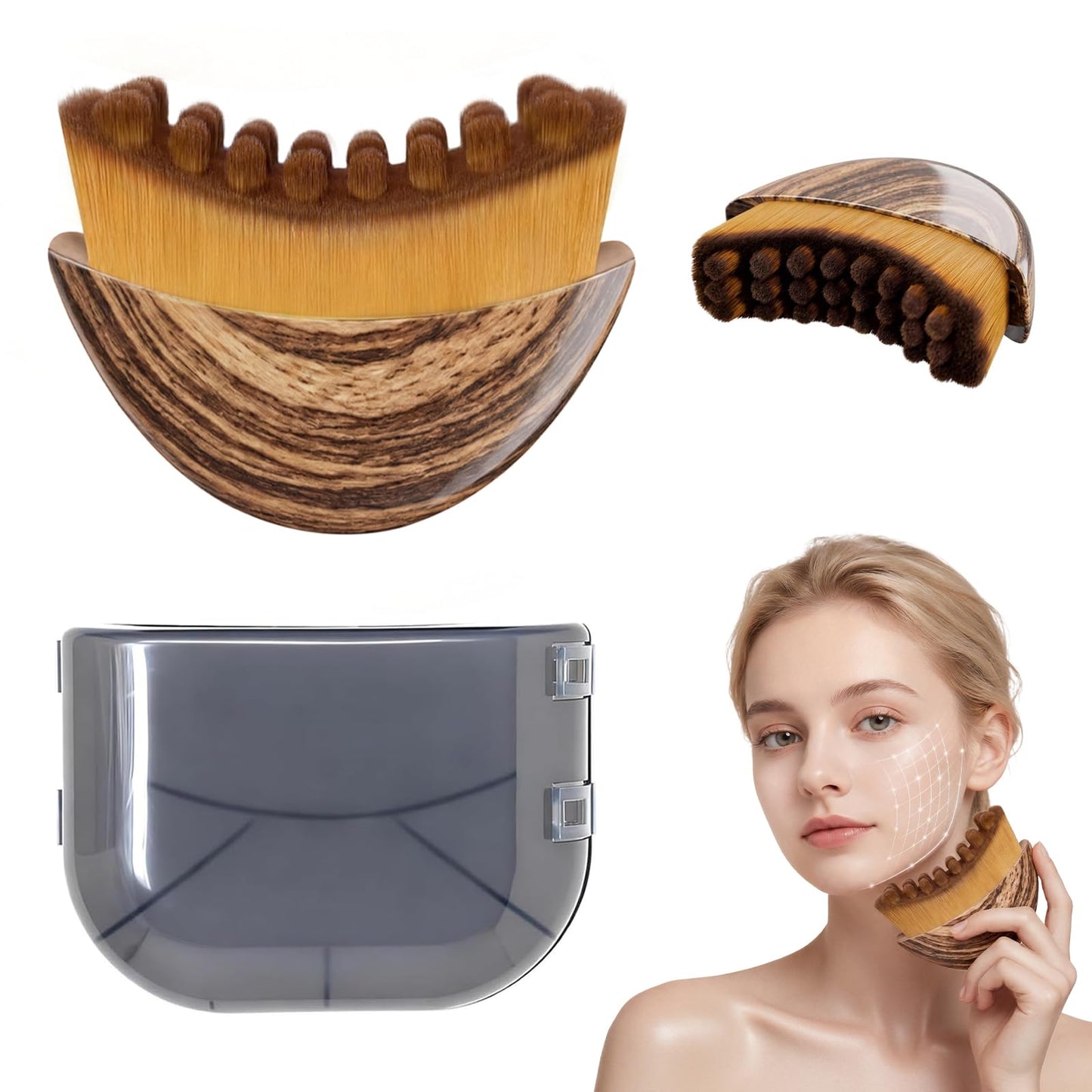 Lymphatic Contour Face Brush, Lymphatic Drainage Massager Face Brush to Sculpt Jawline & Reduce Puffiness, Improves Skin Glow & Absorption, Ergonomic Precise Fit