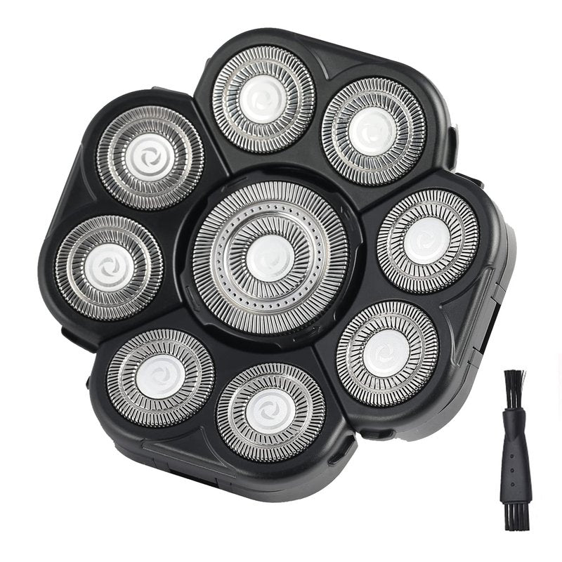 Men's Electric Shavers Replacement Heads Upgraded 9 Blades Head Replaceable Floating Waterproof Electric Razor Shaver Head（Black）