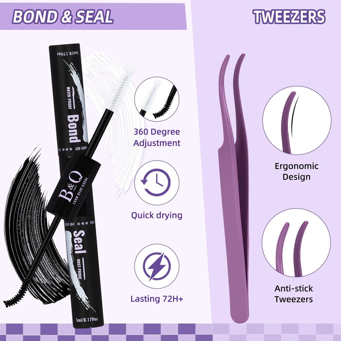 B&Qaugen Bunny Lash Clusters Kit Manga Lashes CC Curl Wispy Natural Invisible Band Eyelash Clusters, Waterproof DIY Lash Extensions at Home, Wet Look for Cosplay & Daily Wear (Lash Kit-Anime 05)