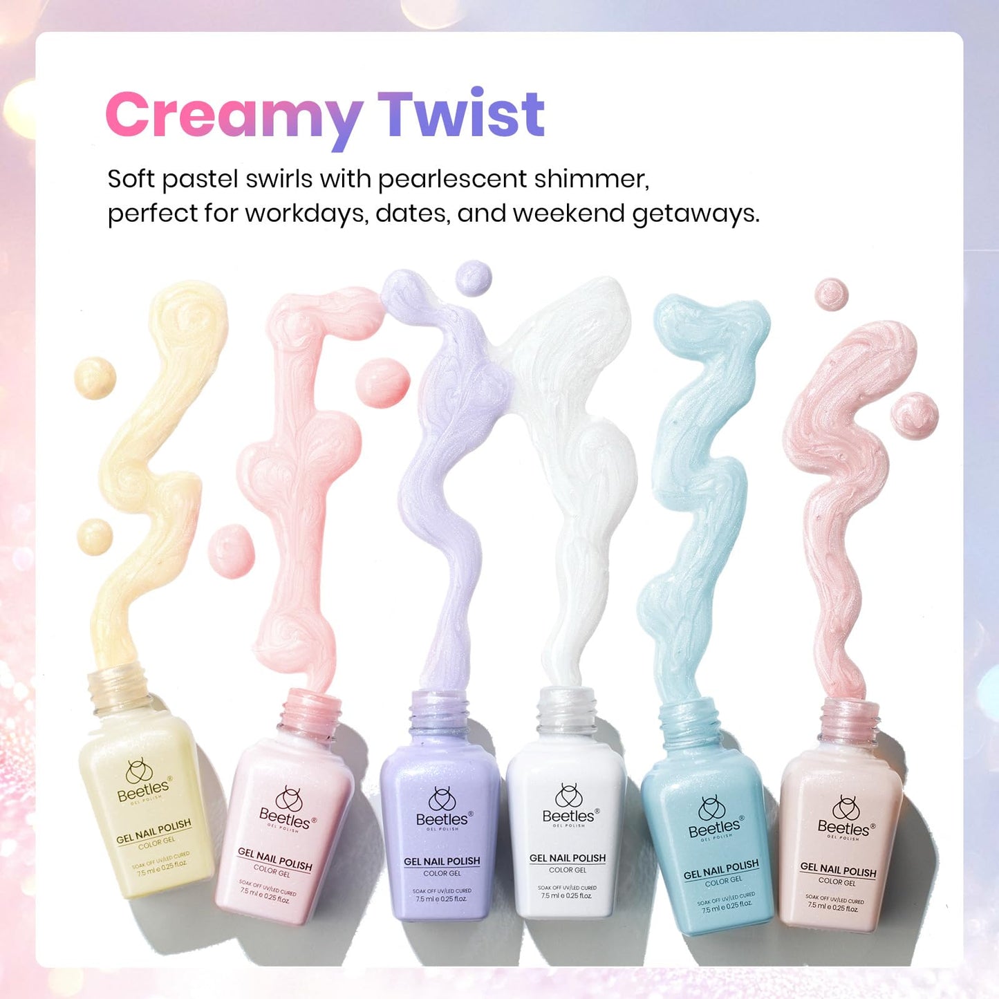Beetles Gel Nail Polish Set- Creamy Twist 6 Colors Pearlescent Gel Polish