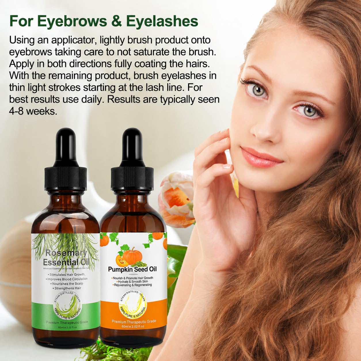 Pumpkin Seed Oil for Hair Growth, Moisturizing Dry Damaged Hair, Scalp, Face, Nails, Body, Skin Care Products,Pack with Rosemary Oil