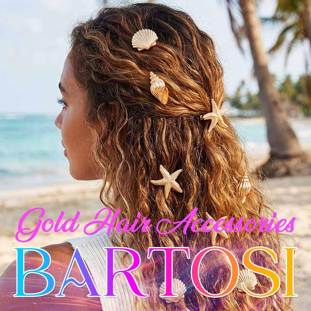 Beach Hair Clips - Gold Seashell & Starfish Hair Accessories for Women | Pack of 6