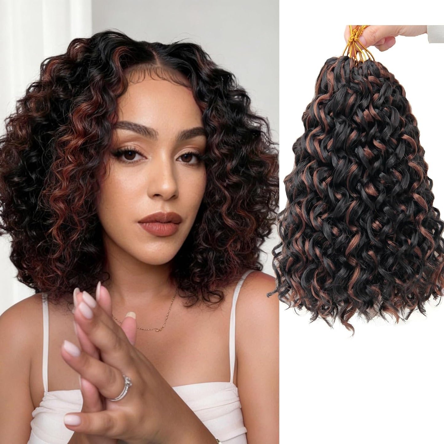 Water Wave Crochet Hair Extensions - Blonde Synthetic Bohemian Braids | 14 Inch Deep Wave (27#)