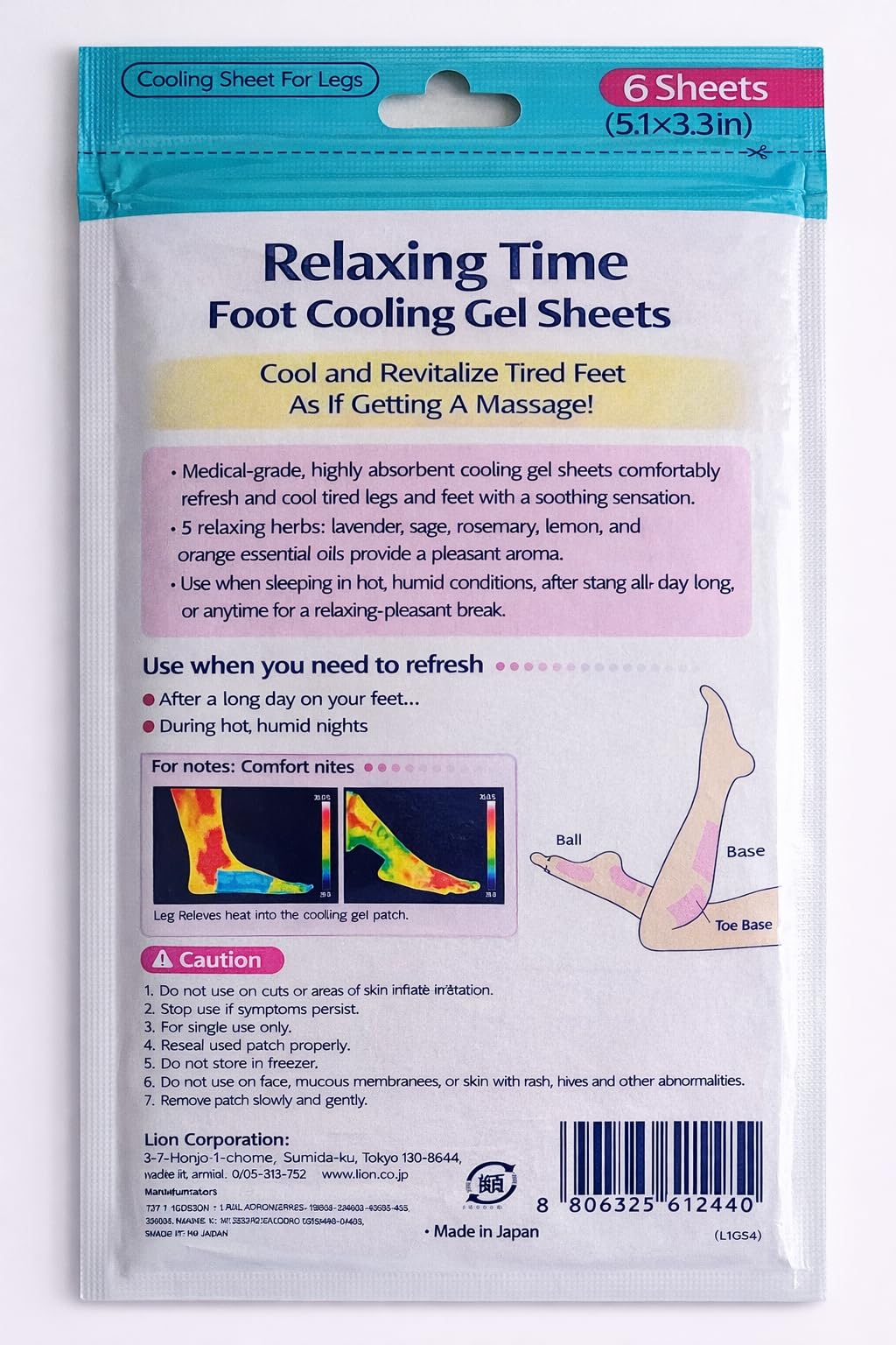 [ 4 Pack ] Foot Cooling Patch - 6 Patches | Cooling Gel Patch for Cooling Feet and Legs