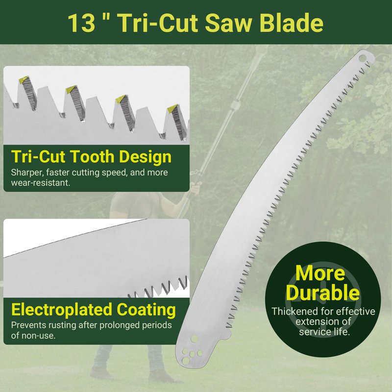 SB-13TE 13 inch Barracuda Tri-Cut Saw Blade for Jameson Pole Pruning & Hand Saw, Extendable Tree Trimmer Steel Saw Blade Replacement for Jameson Tree Branch Cutting