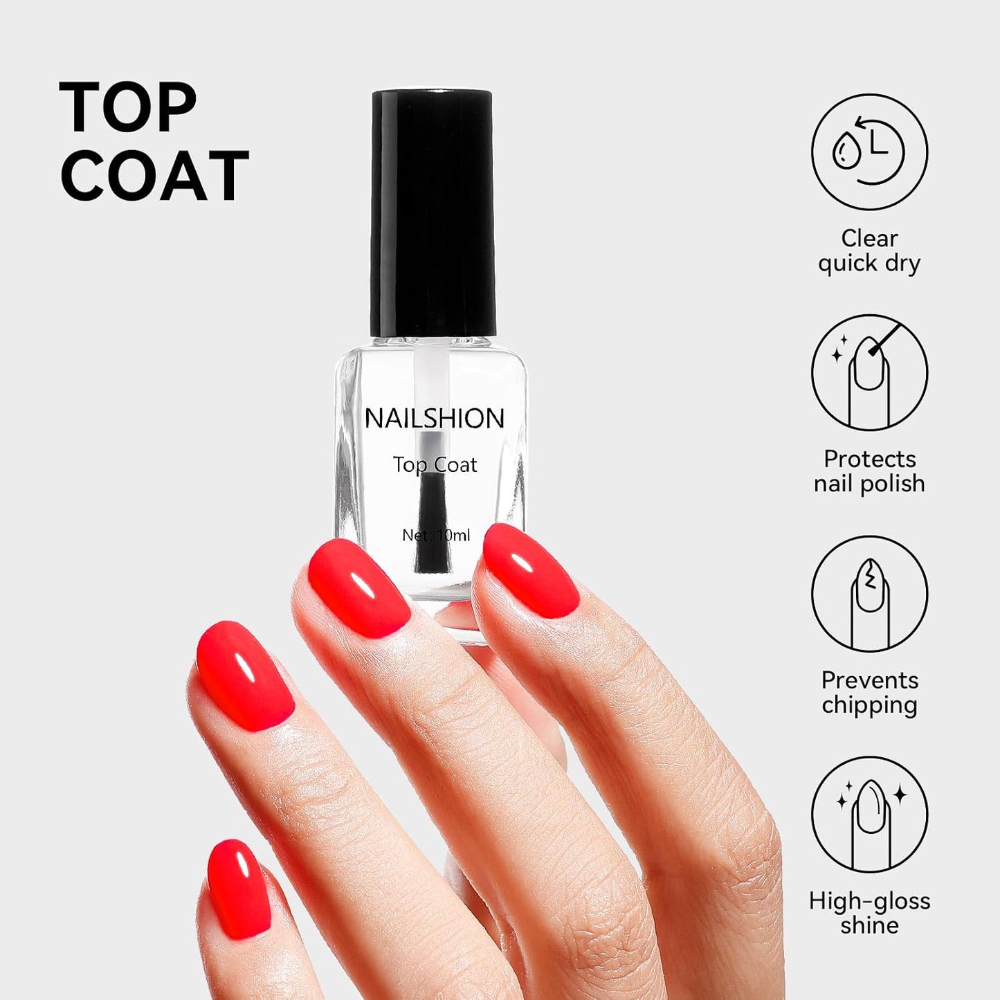Clear Top Coat & Sheer Pink Base Coat Nail Polish Set - Strengthening Anti-Chip Formula, Quick Dry, Salon Quality