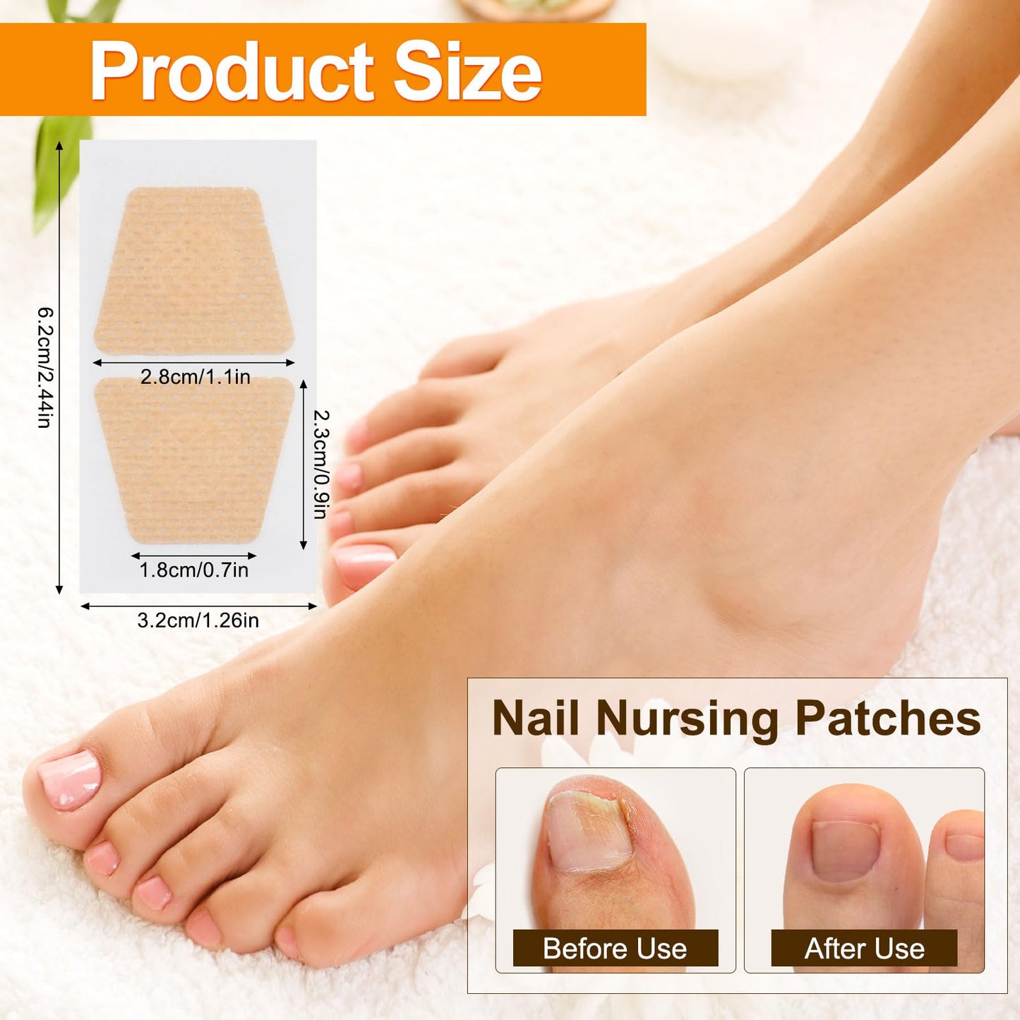 100pcs Nail Patches, 8-Hour Overnight Toenail Appearance Strips Extra Adhesive Daily Nail Nursing Stickers