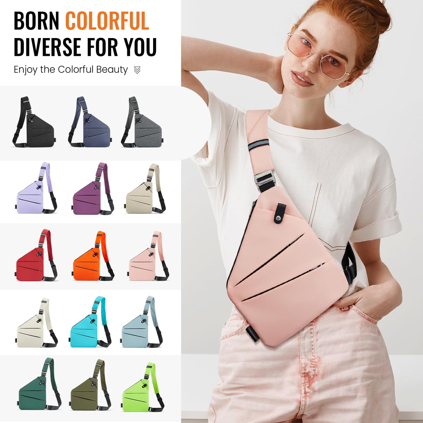 WANDER PLUS® Anti Theft Crossbody Travel Bag for Women Men, Multi-Pocket Crossbody Bag, Slim Sling Bag