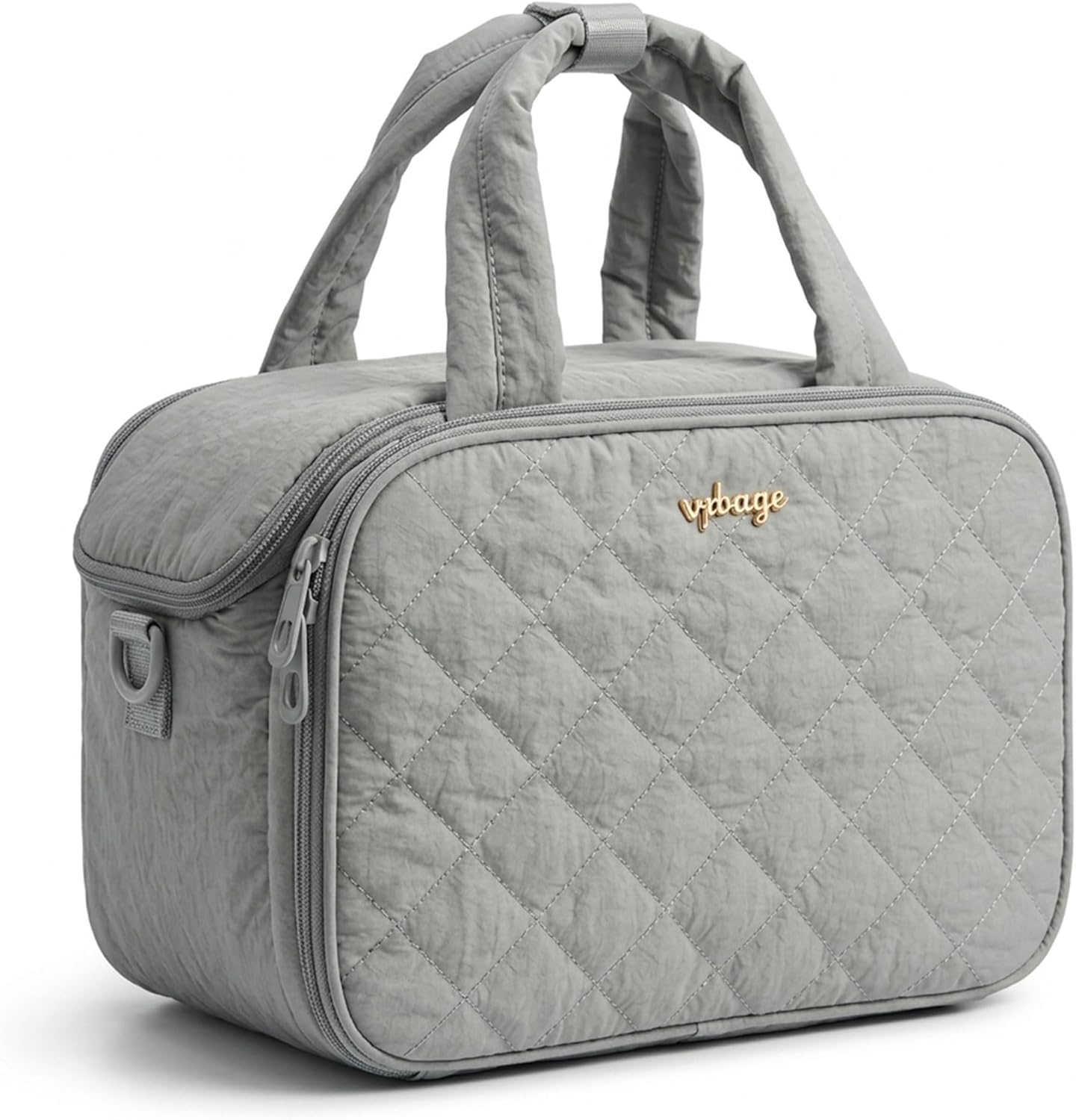 Large Quilted Toiletry Bag for Women - Puffy Travel Makeup Organizer with Removable Divider & Waterproof Design | Ideal for Gym & Vacation