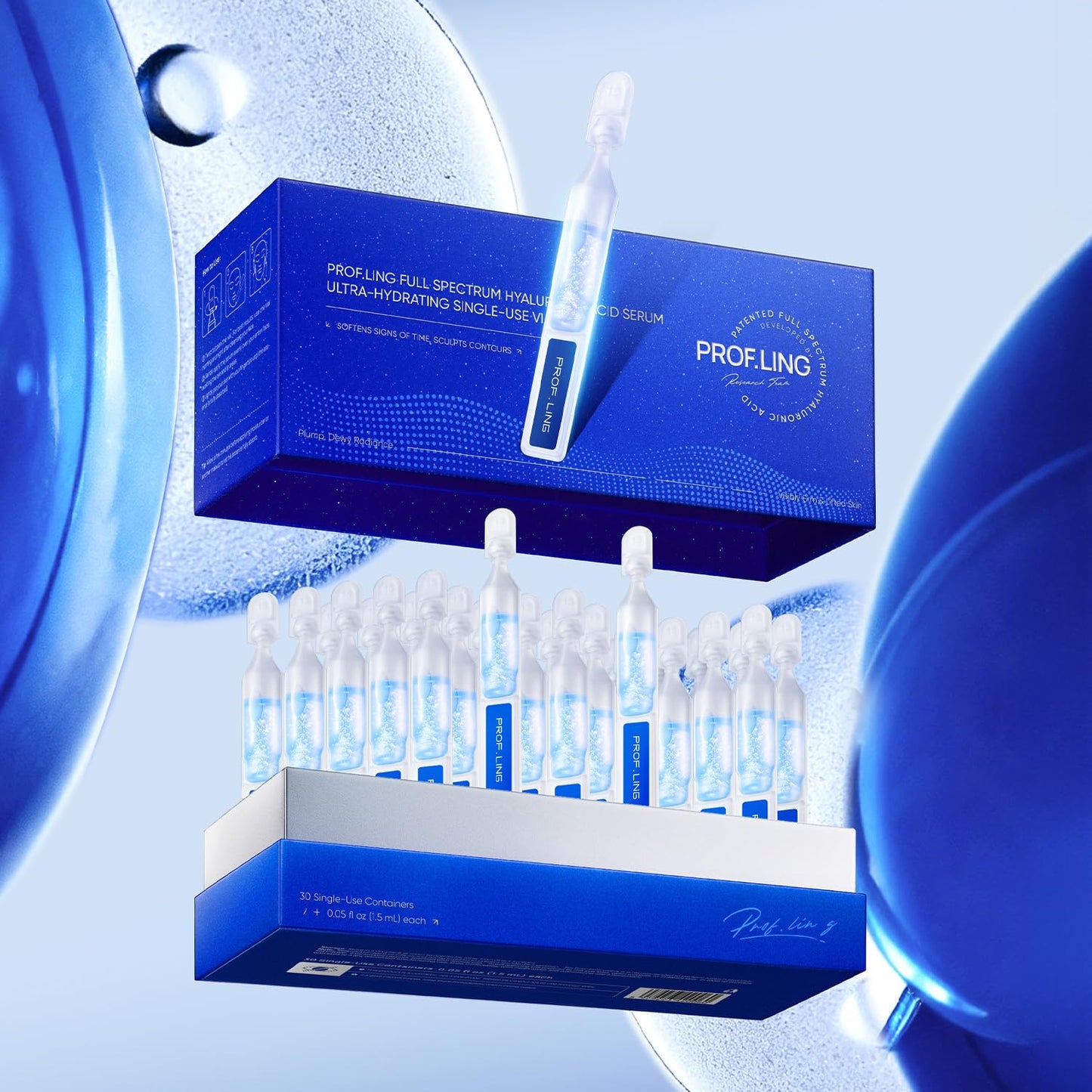 PROFLING Hyaluronic Acid Serum with Copper Peptides, Post-Microneedling Hydrating & Soothing Face Serum for Sensitive, Redness-Prone Skin, Barrier Support, Single-Use Vials 30PCS