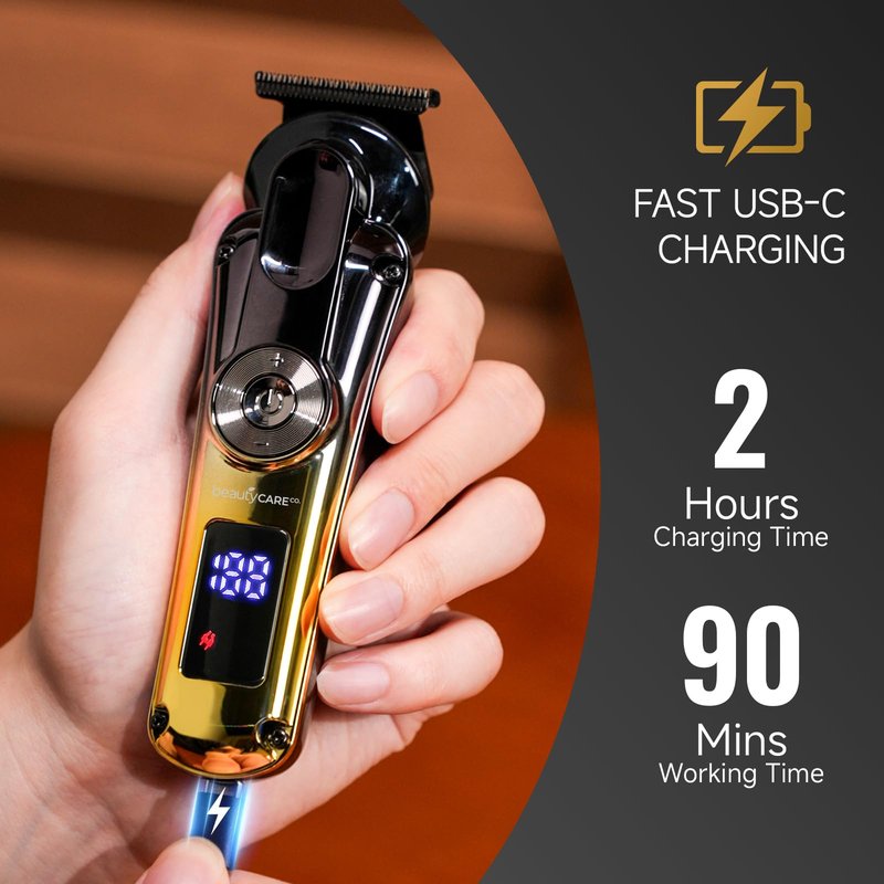BEAUTYCARE Beard Trimmer for Men,Grooming Kit for Men, 5-in-1 Professional Hair Clippers & Beard Trimmer, Zero Gapped T-Blade, Waterproof & Cordless Rechargeable for Home Use