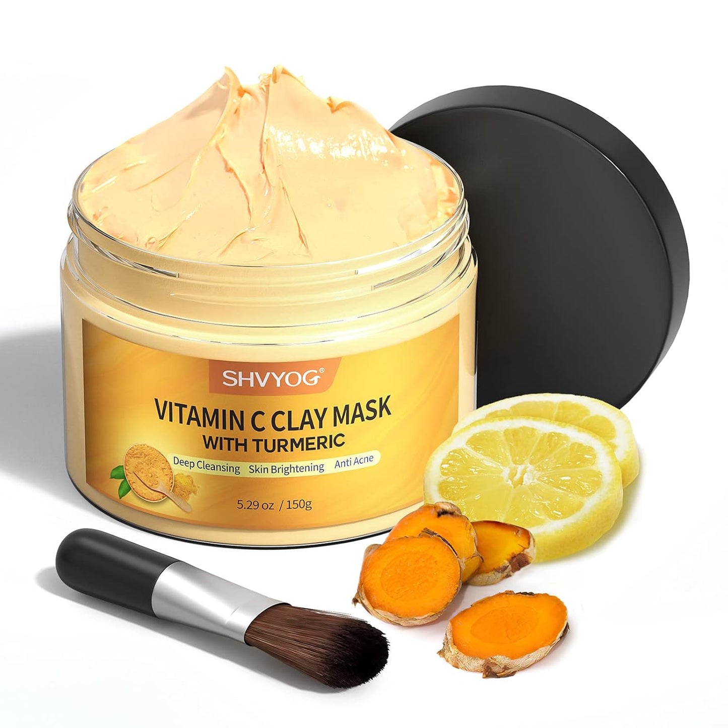 Turmeric Vitamin C Clay Mask - Deep Cleansing Facial Mask for Dull & Blemish-Prone Skin | 5.29 Oz (150g)