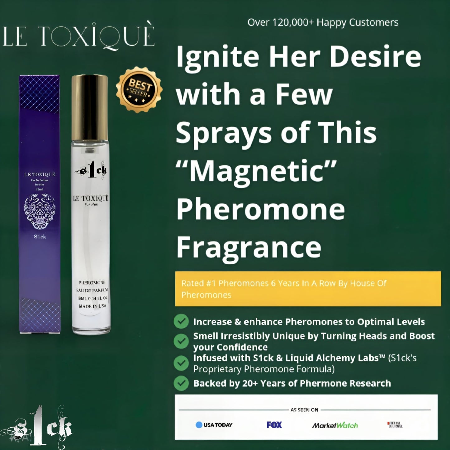 Jonny Truelove S1CK - Le Toxique Pheromone-Infused Cologne for Men Raw Pheromone Cologne Attraction Lasting Spray USA-Made Bold Strength Scent for Him