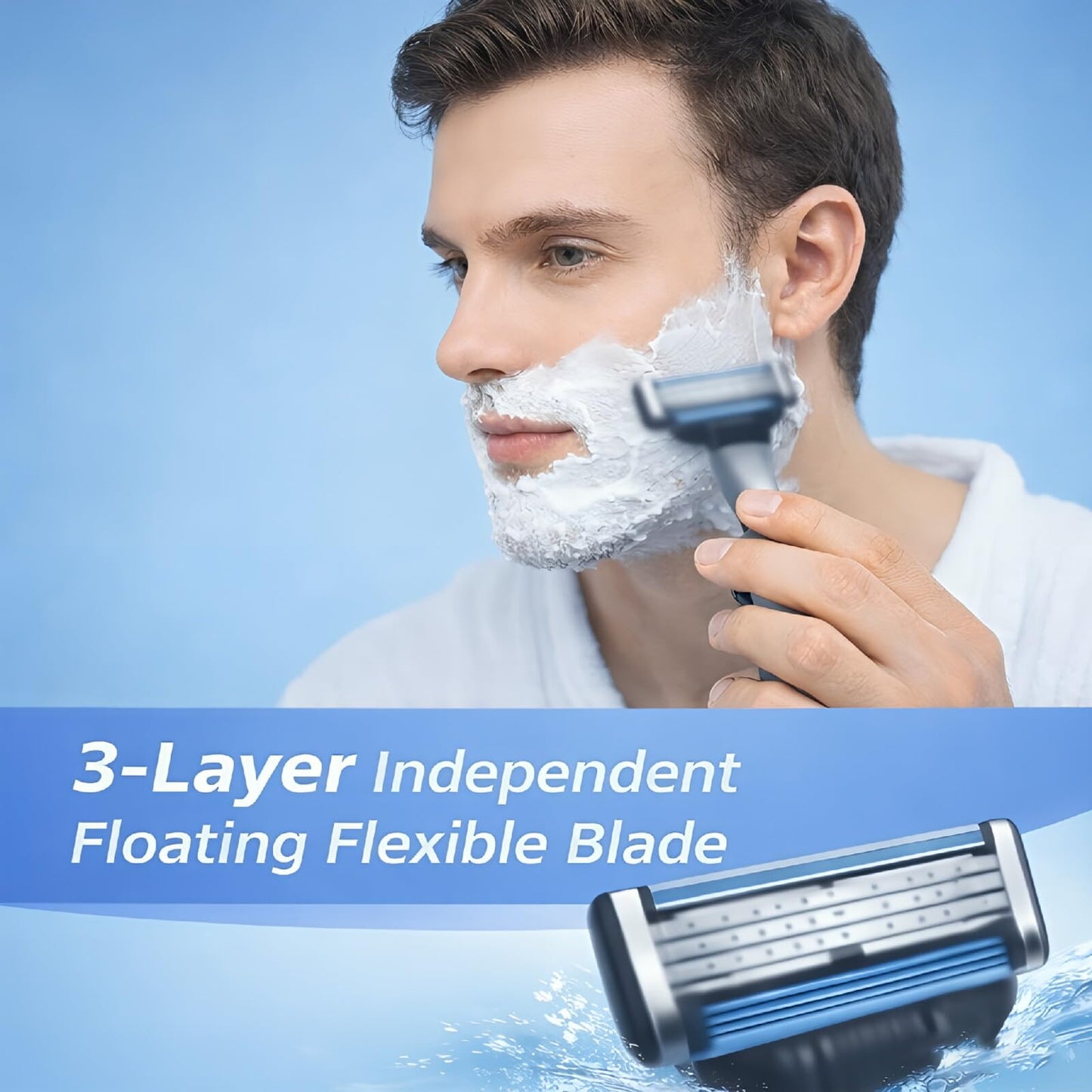 Razor Refills for Men, 24 Count Compatible With Mach3 Razor Blade Refills, Triple-layer Manual Compatible with Mach 3 Razor Blades Refills Pack
