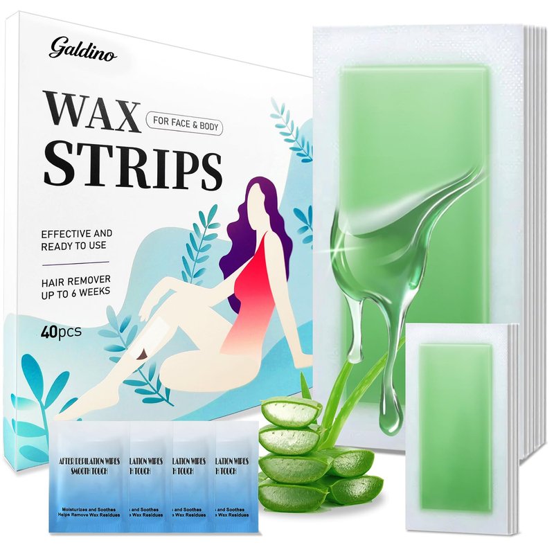Wax Strips, 40 Pcs Wax Strips For Face & Body, Waxing Strips For Hair Removal At Home For Facial, Arms, Legs, Underarms, Bikini, Back, Women And Men (20*Big, 20*Small，4*Oil Wipes)