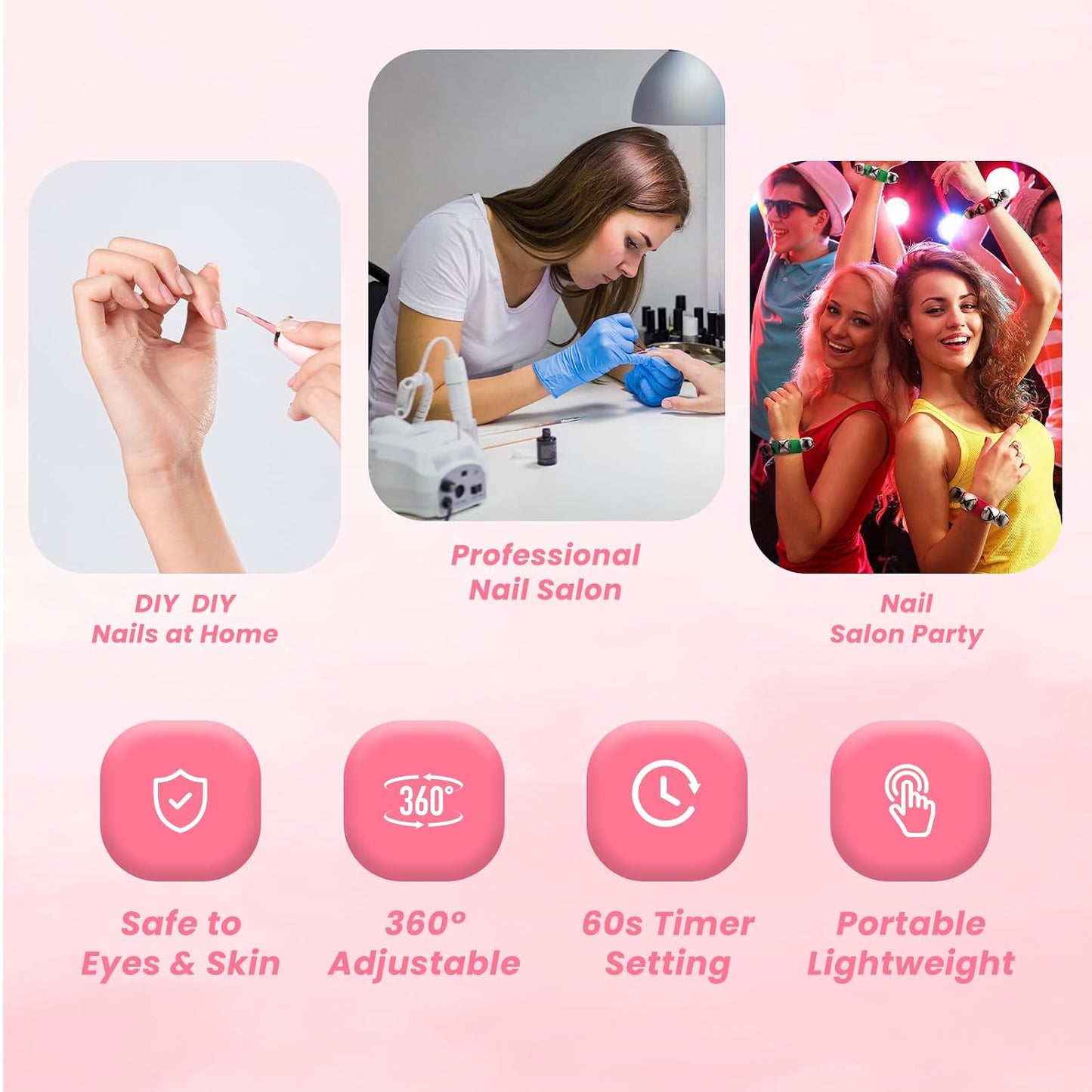 Portable UV Gel Nail Lamp - 9W Cordless Gooseneck Design | Quick Drying with 60s Timer for Home & Salon Use