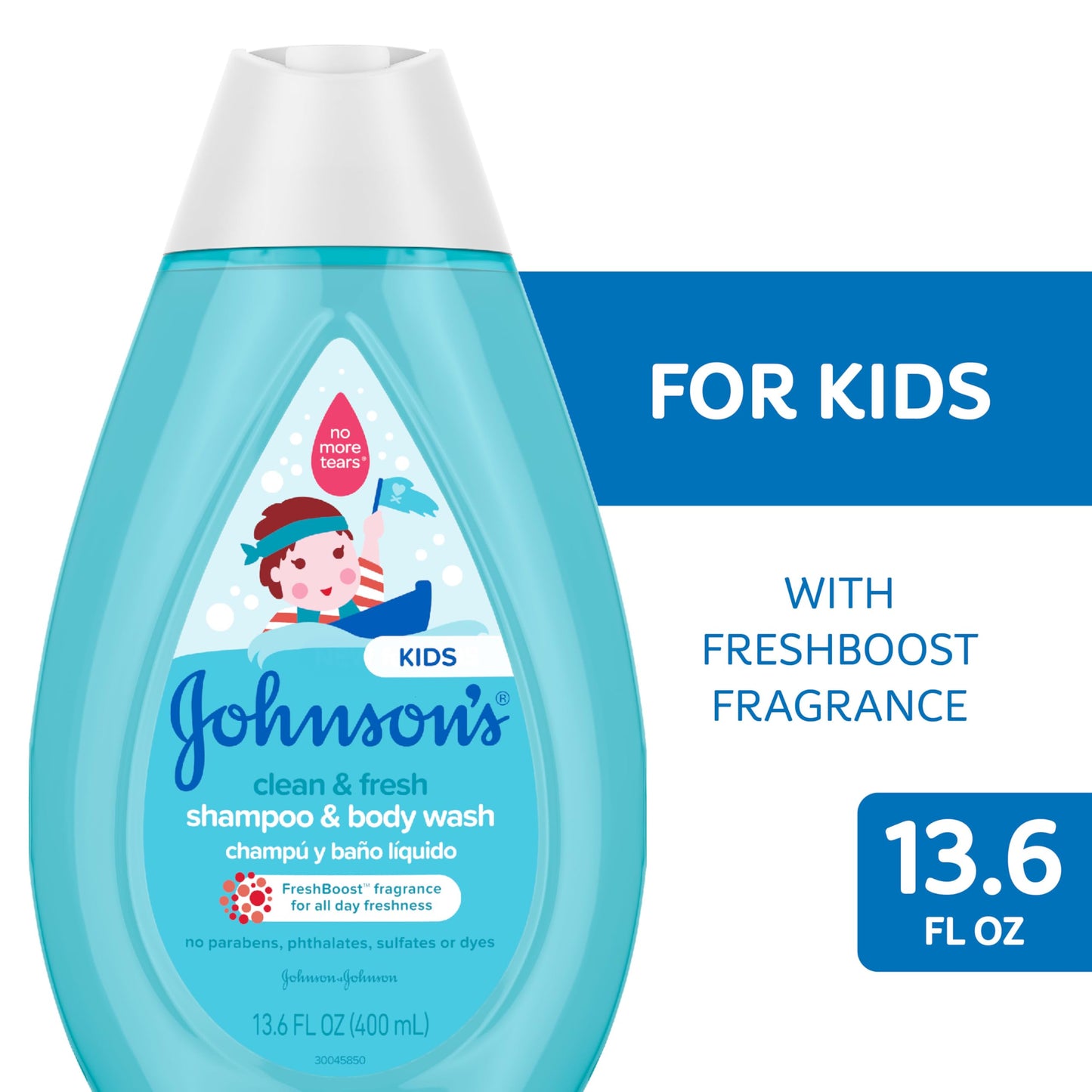 Johnson's Clean & Fresh Children's Shampoo & Body Wash, 2-in-1 Daily Hair & Body Wash for Kids & Toddlers Gently Cleanses Developing Hair, 13.6 fl. oz