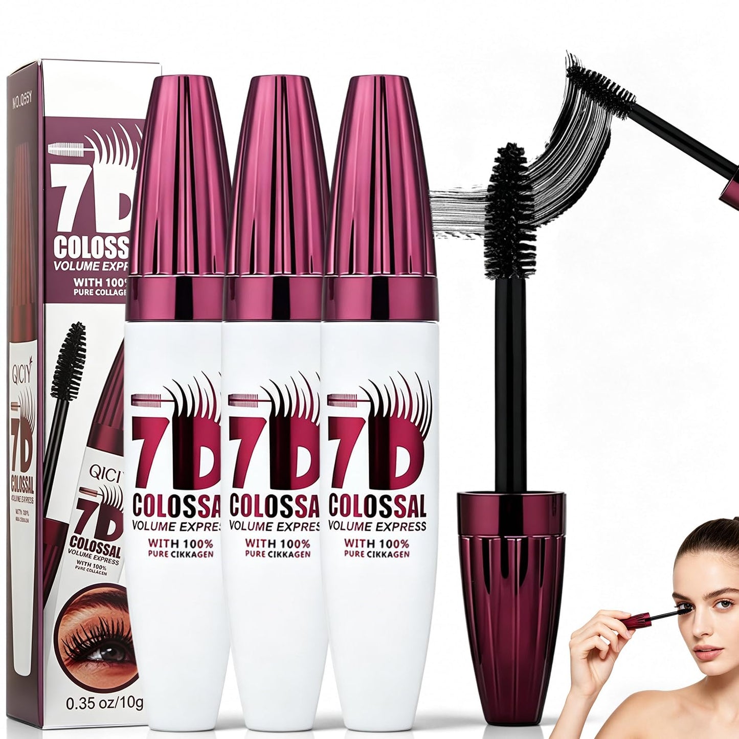 Waterproof Volume Mascara - 3Pcs Black Lengthening & Thickening Formula | Smudge-Proof Curling Eye Makeup for Women