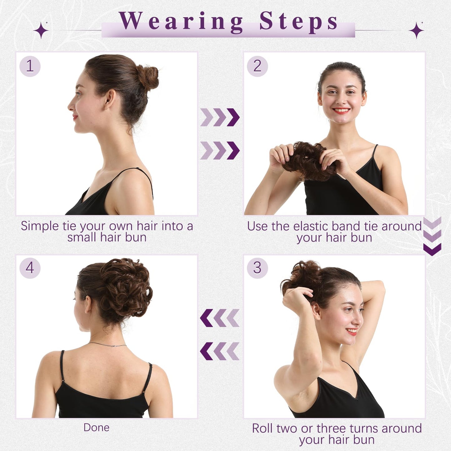 BARSDAR 100% Human Hair Bun Extension - Elastic Wavy Curly Messy Bun Scrunchies for Women - Brown Blonde Real Human Hair Updo Extensions Thick Fluffy Chignons Hairpieces - Brown mix Blonde