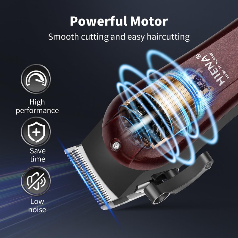 HIENA PRO Electric Hair Clipper & Trimmer for Men, Professional Cordless Barber Clipper with LED Display, Rechargeable Hair-Cutting Clippers, Perfect Gifts for Men(White) (Brown)