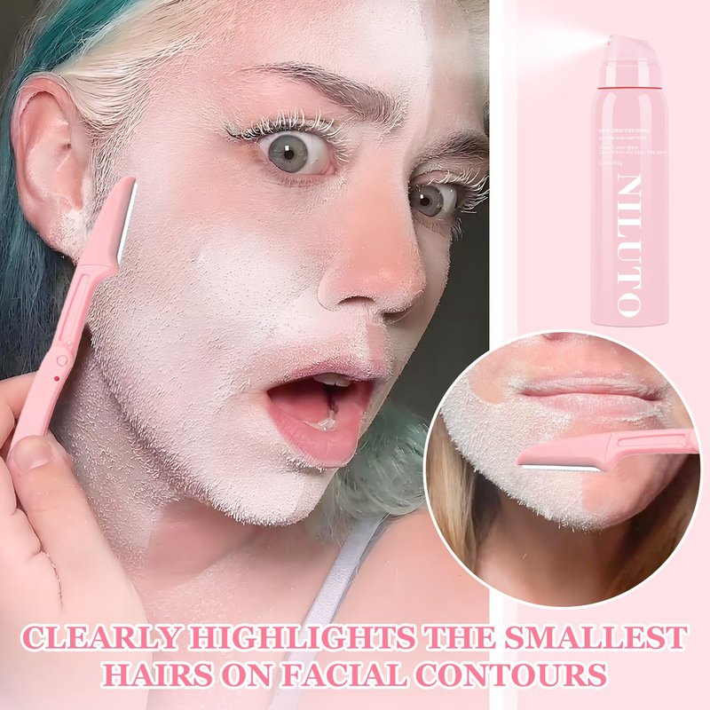 Hair Identifier Spray for Face Shaving, Moisturizing and Skin Care Dermaplaner Spray,Skin Body Hair Identifier Comfortable Face Shaving Powder (Pink 1pack 01)