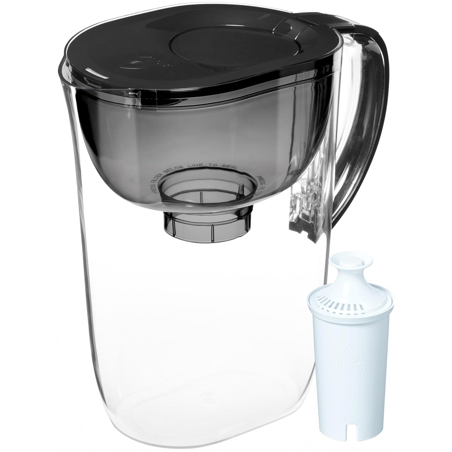 Brita Large 10-Cup Water Filter Pitcher - Reduces Chlorine Taste & Odor | Black
