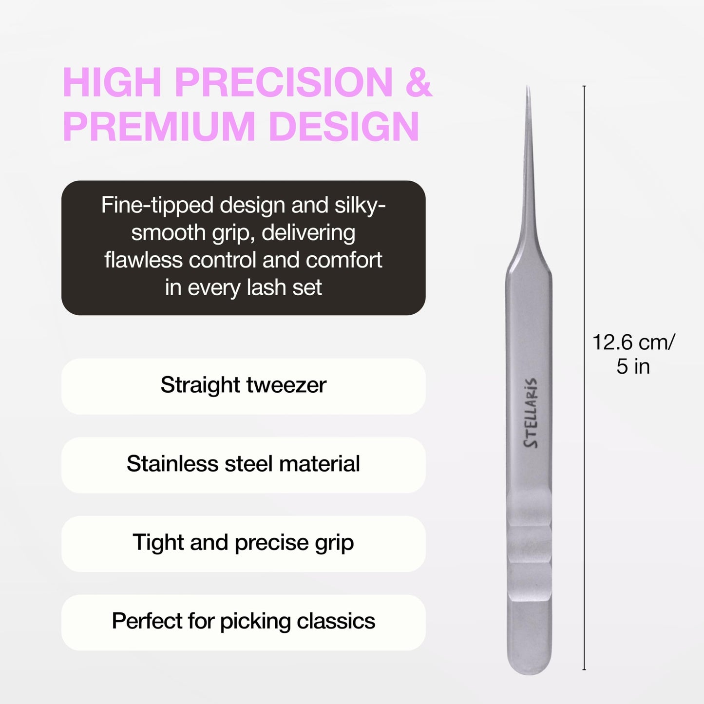 Curacoro EyeLash Tweezers - LashSmith Fine-tipped Lash Application Tool - Straight Isolation Tweezer for Every Lash Set