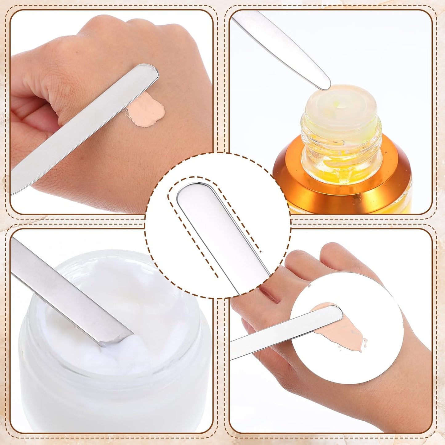 Foundation Spatula Set - 3 Stainless Steel Makeup Tools for Even Application | Cosmetic Mixing Palette Applicator
