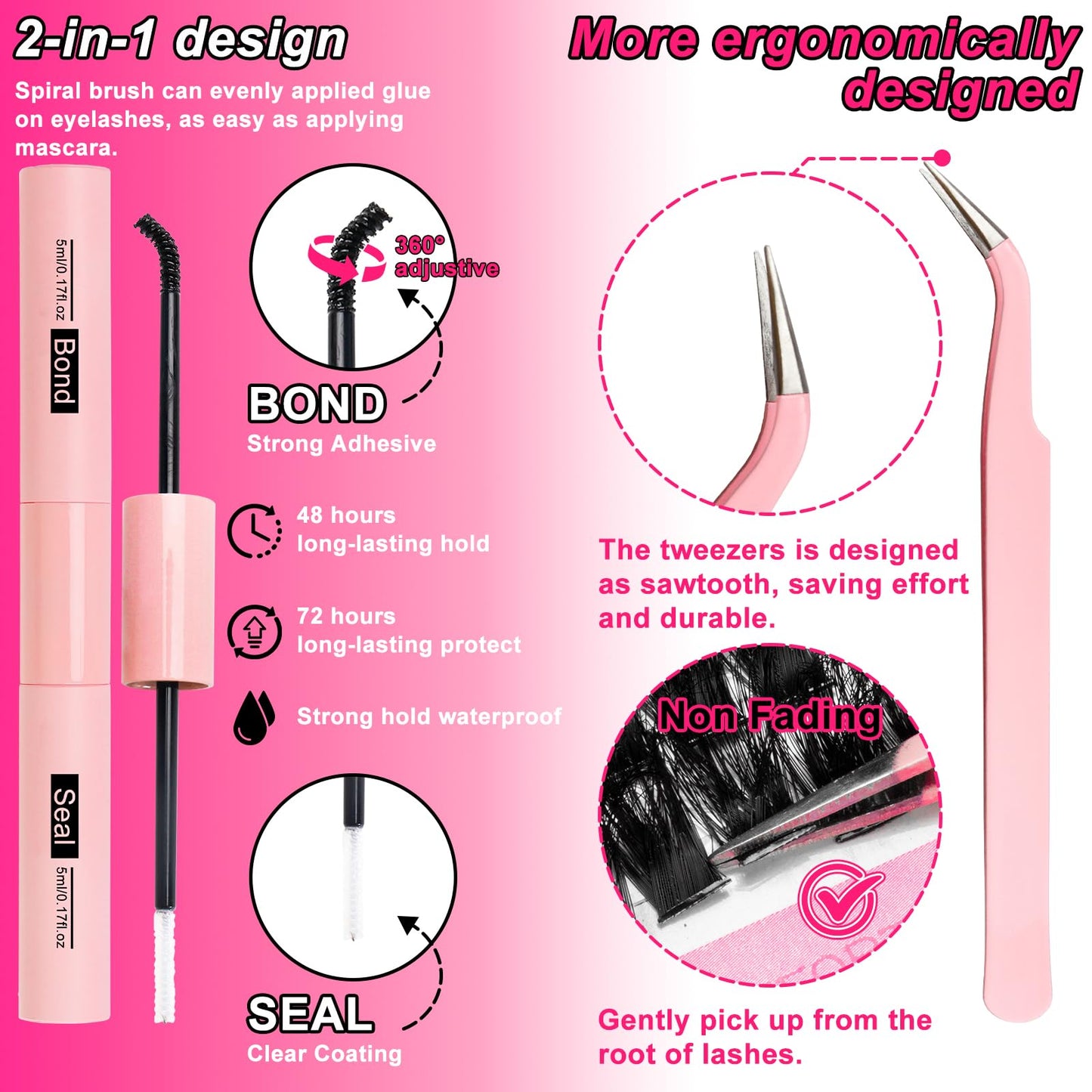 Manga Lash Clusters Kit 80D Eyelash Clusters with DIY Spikes 13-19MM Spiky Volume Cluster Eyelash Extensions Wispy Individual Lash Extensions Kit Anime Lashes Cluster Bond & Seal Tweezer by MilyBest