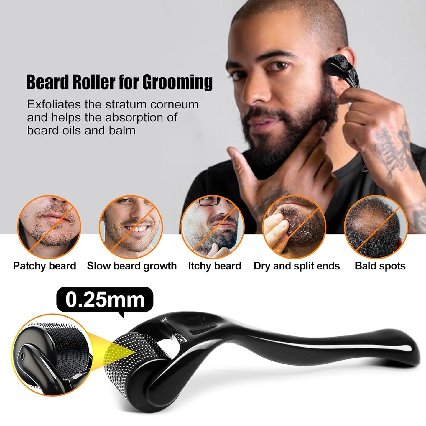 Beard Growth Kit - 2oz Beard Growth Oil with Biotin & Castor Oil for Fuller, Thicker Beard | Perfect Gift for Men