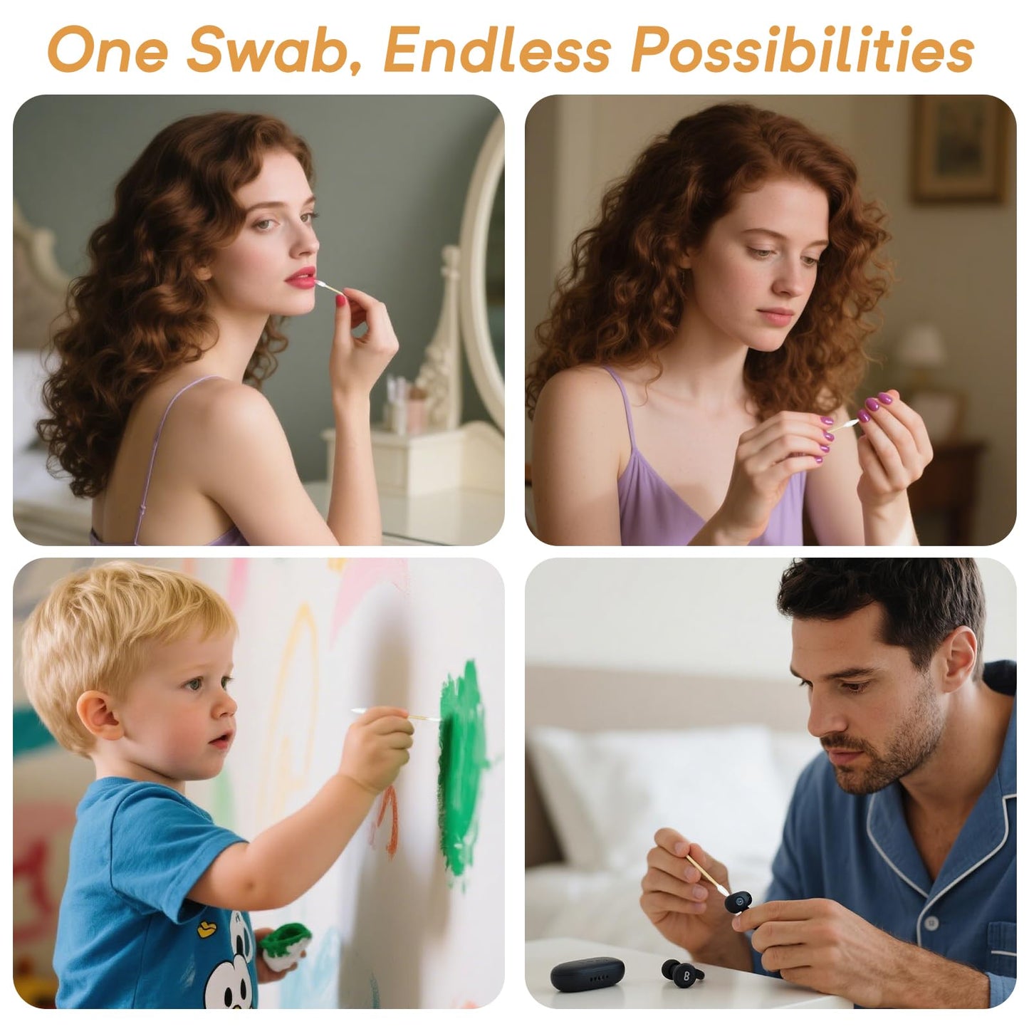 Bamboo Cotton Swabs, Soft Lint-Free Double Tips, 1000 Count Storage Box