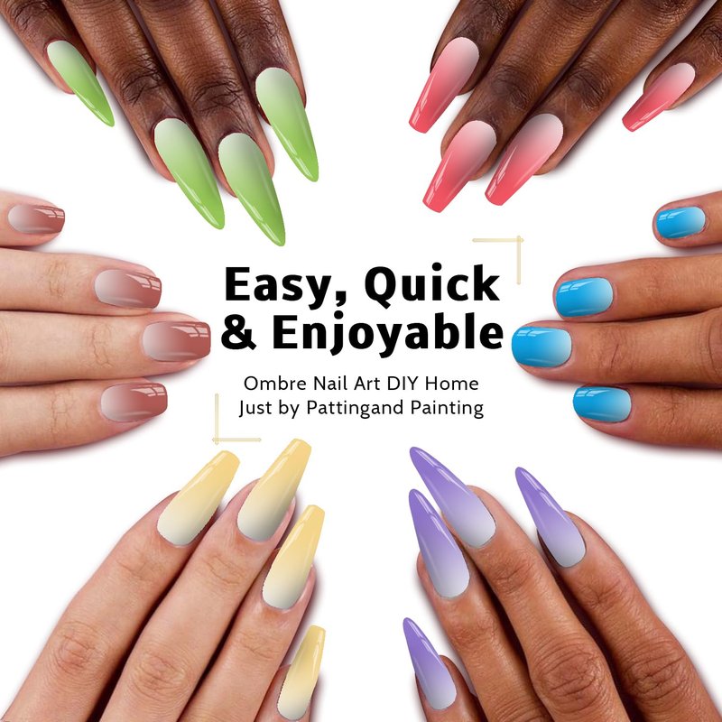 24 Colors Nail Gel Polish Set - Sponge Pat Paint for Floral Art & Ombre Designs | UV/LED Curing, No Wipe