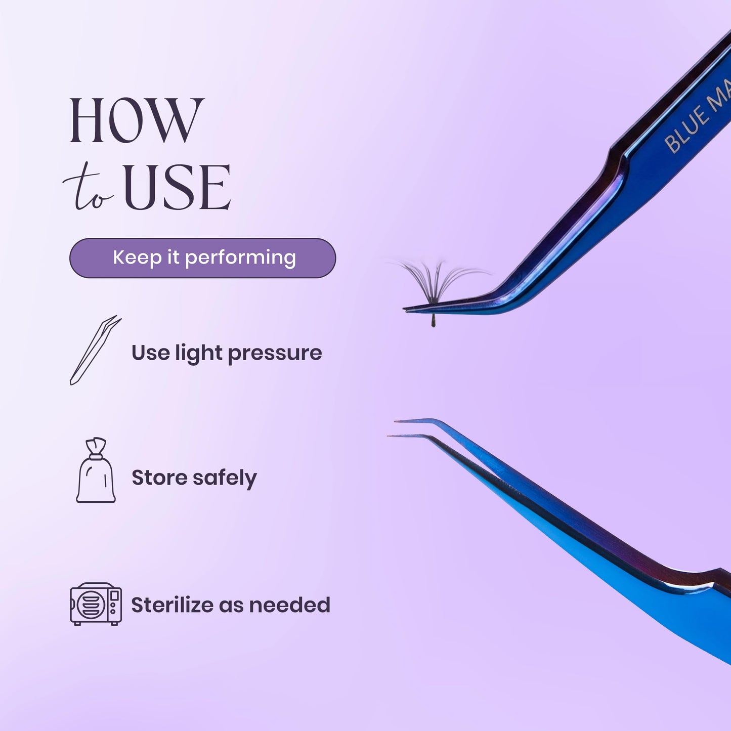LivBay Lash Blue Magic Volume Lash Extension Tweezers, Stainless Steel Curved Tip Eyelash Extension Applicator Tool for Volume, Mega Volume & Classic Lashes, Professional Lash Artist Tool