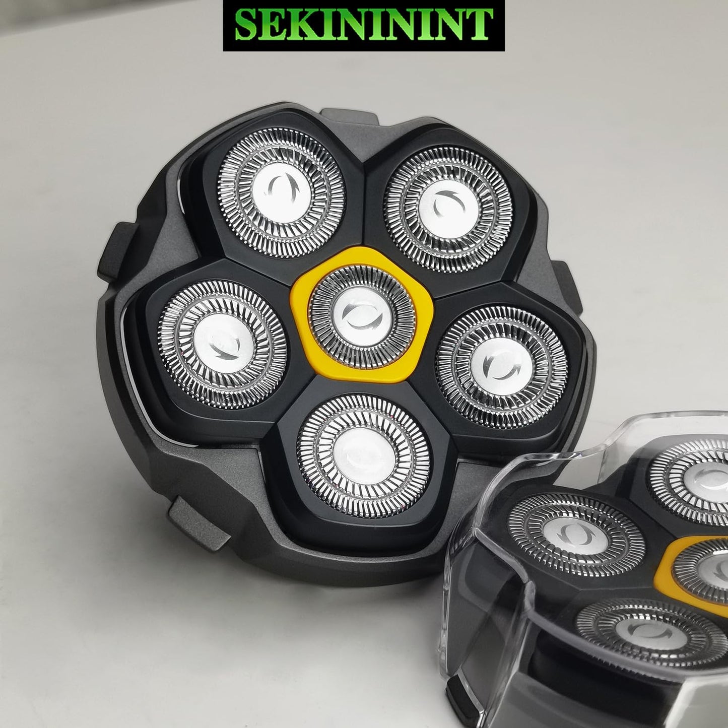 SEKINININT 6D Magnetic Replacement Shaving Heads 2PCS Washable for Bald Men's Electric Razors