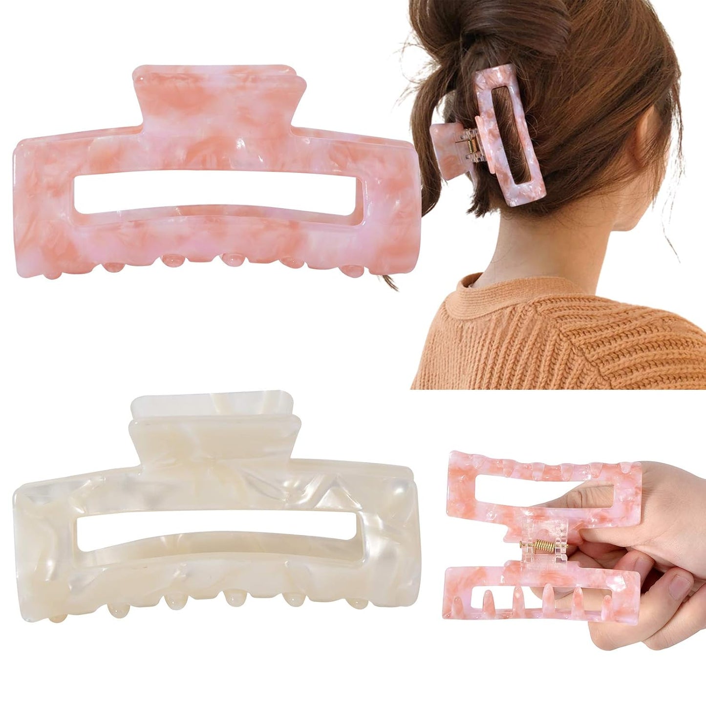 Hair Claw Banana Clips - Tortoise & Leopard Print Celluloid Barrettes | Large Fashion Accessories for Women