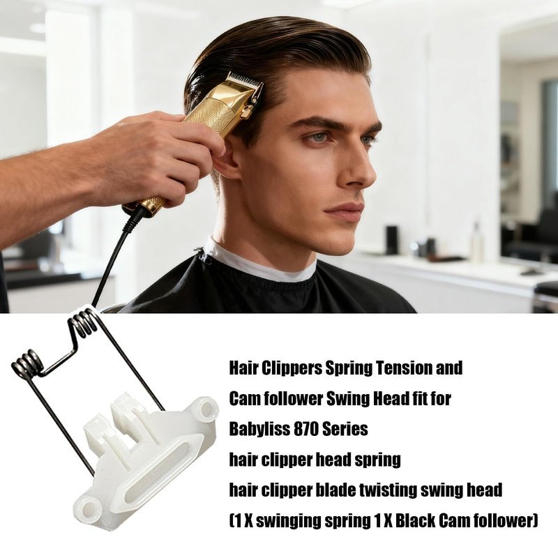CZMZHFC 2 Sets Hair Clippers Spring Tension and Cam Follower Swing Head fit for Babyliss 870 Series Hair Clipper Head Spring (2 X Swinging Spring 2 X White Cam Follower)