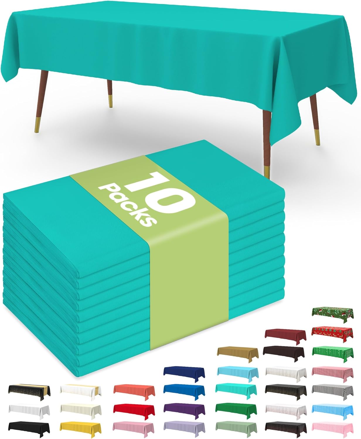 Plastic Table Cloths - 10 Pack Disposable 54 x 108 Inch for Parties, Picnics & Weddings | Rectangle White