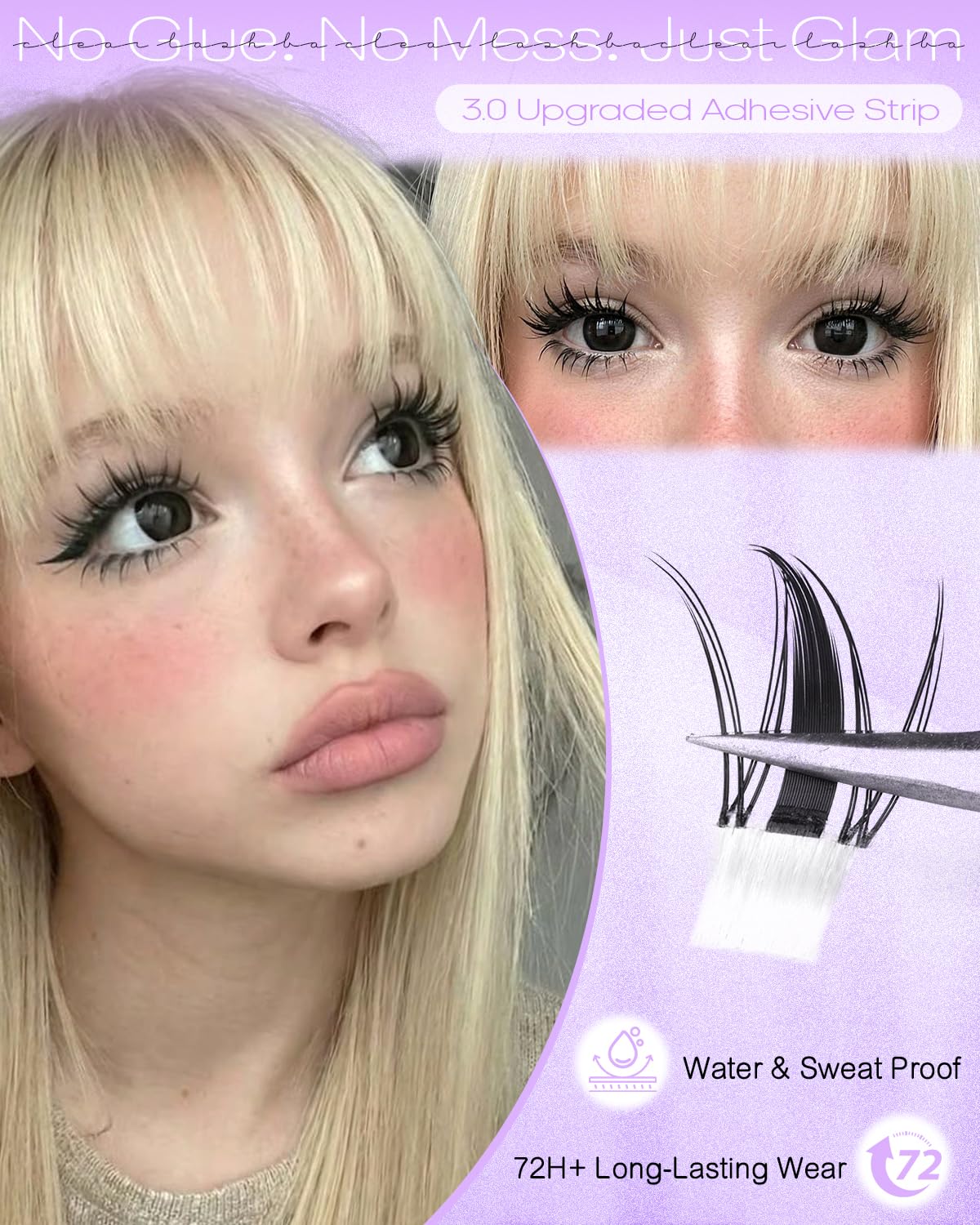 Wtvane Self Adhesive Lash Clusters Manga Pre-Glued Eyelash Clusters 8-16mm Press On Lashes Clusters Wispy Lash Extensions with Clear Band Spiky Eyelash Cluster For Anime Cosplay Look