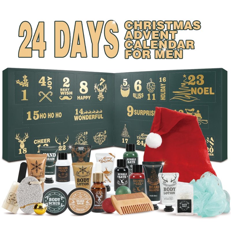 Advent Calendar for Adults Rinse & Robust Christmas Gifts for Men Advent Skincare Calendar Countdown Calendar 24PCS 2025 Beauty Advent Calendar Beard Care Set for Men