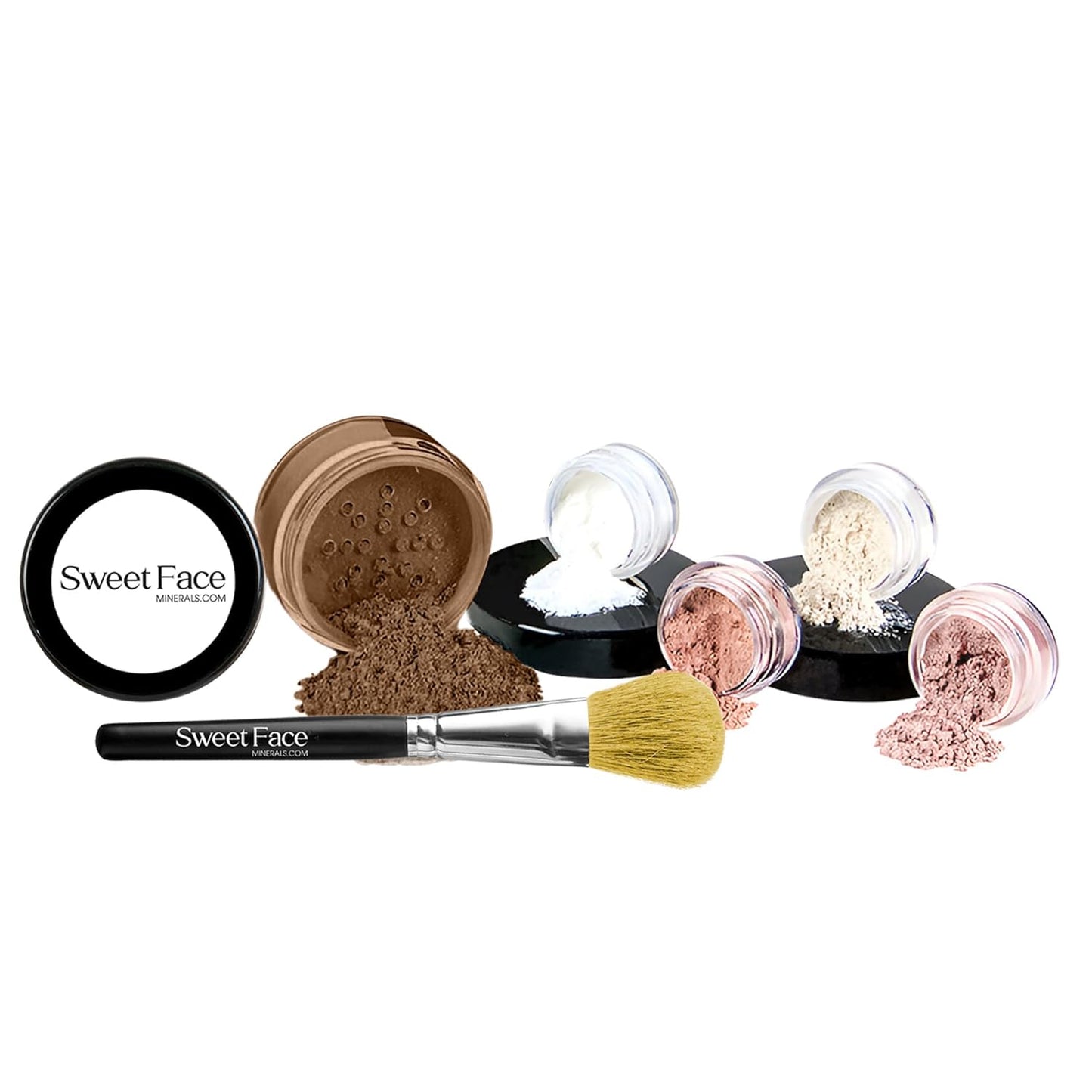 Mineral Makeup Starter Kit for Beginners - Full Size Foundation, Blush, Bronzer & Veil Primer | Warm Shades