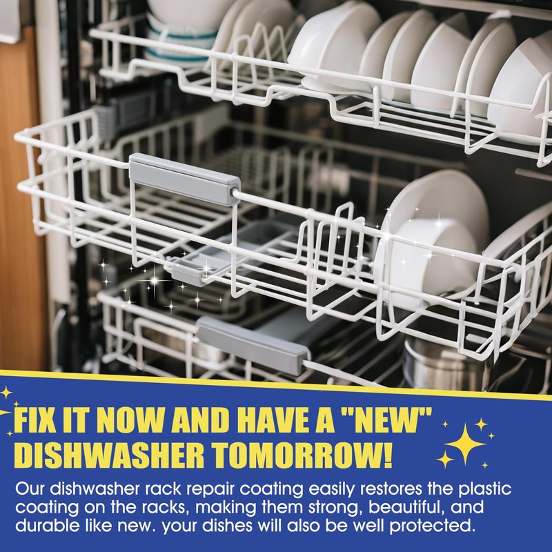 JAOJAO Dishwasher Rack Repair Coating, Dishwasher Rack Repair Kit Strong Waterproof Protection High and Low Temperature Resistant Safe Formula for Dishwashers and Vinyl Rack Restoration, 50ml White