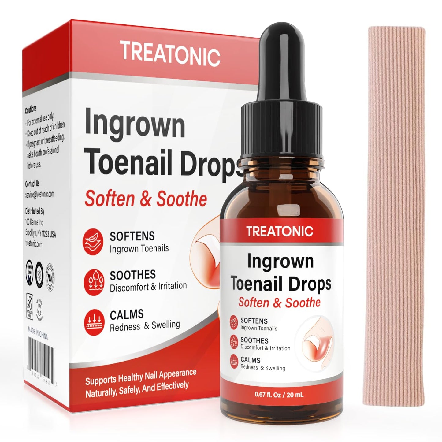 Ingrown Toenail Treatment Kit - Nail Softening Drops & Precision Clippers for Thick Curved Nails | Home Use Tool