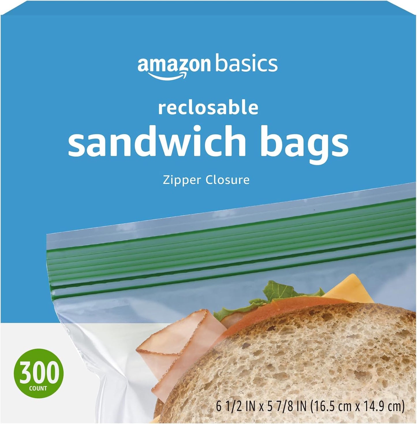 Resealable Double Zipper Sandwich Storage Bags - 300 Count for Food Storage | Durable & Convenient