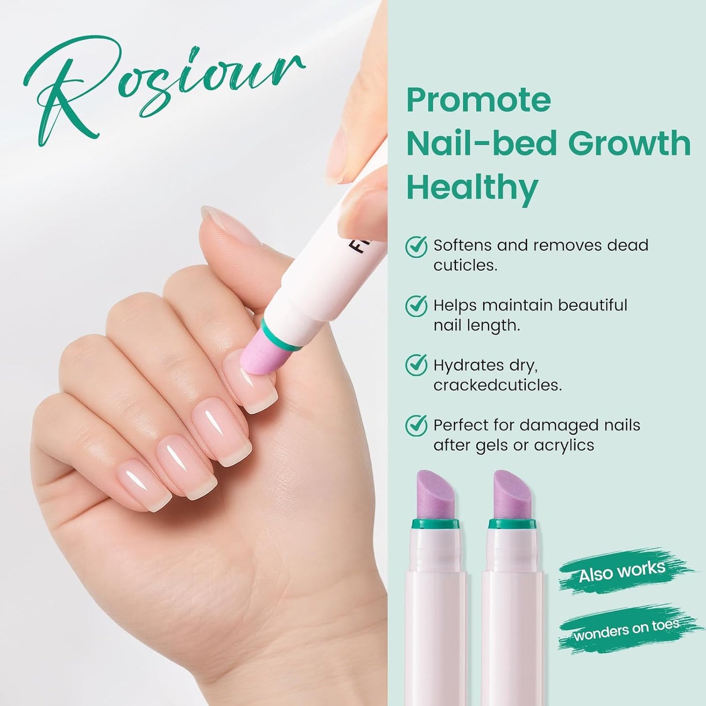 Ceramic Cuticle Oil Pusher Pen | 3-in-1 Cuticle Remover & Nail Care Tool for Hangnails, Dry Nails, Moisturizing