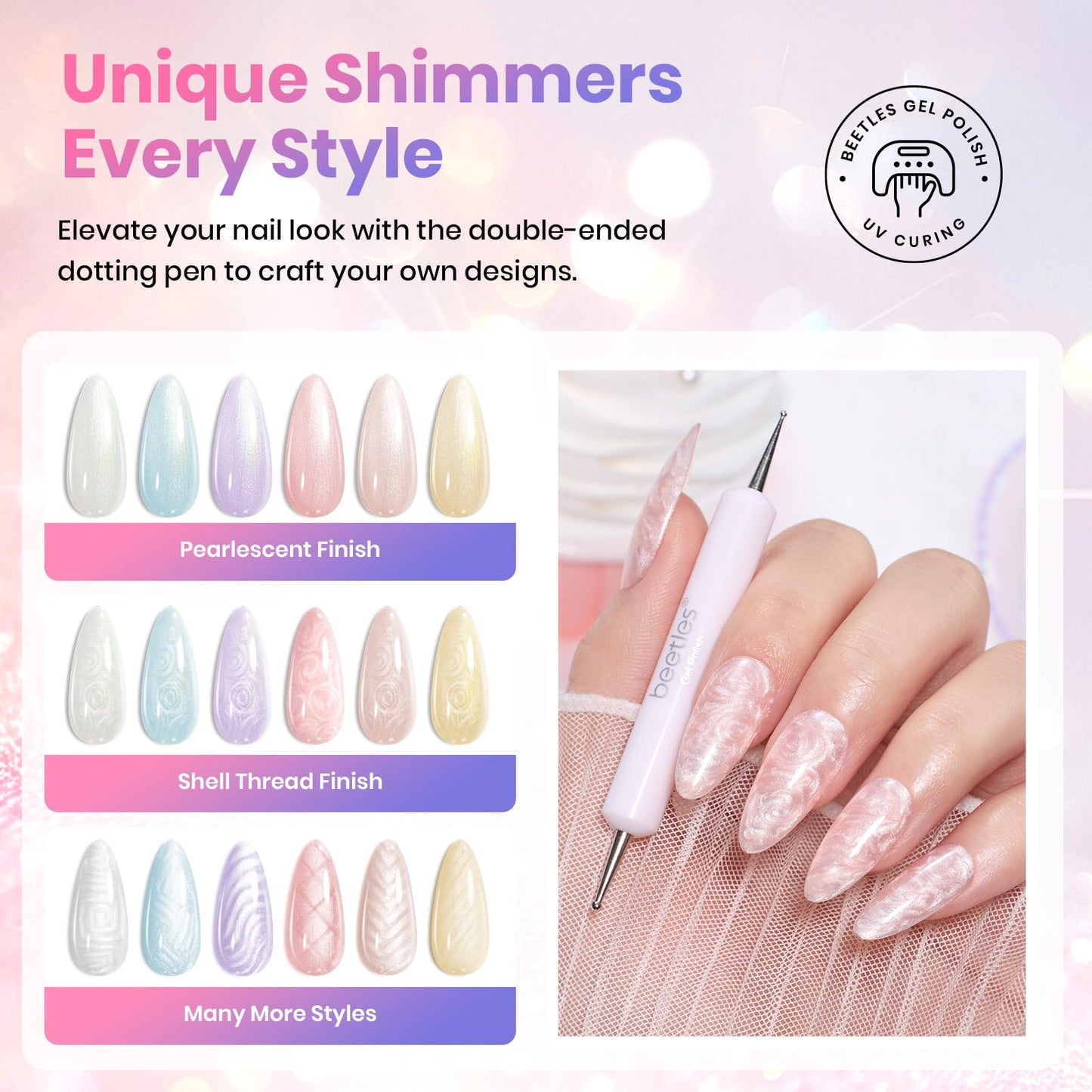 Beetles Gel Nail Polish Set- Creamy Twist 6 Colors Pearlescent Gel Polish
